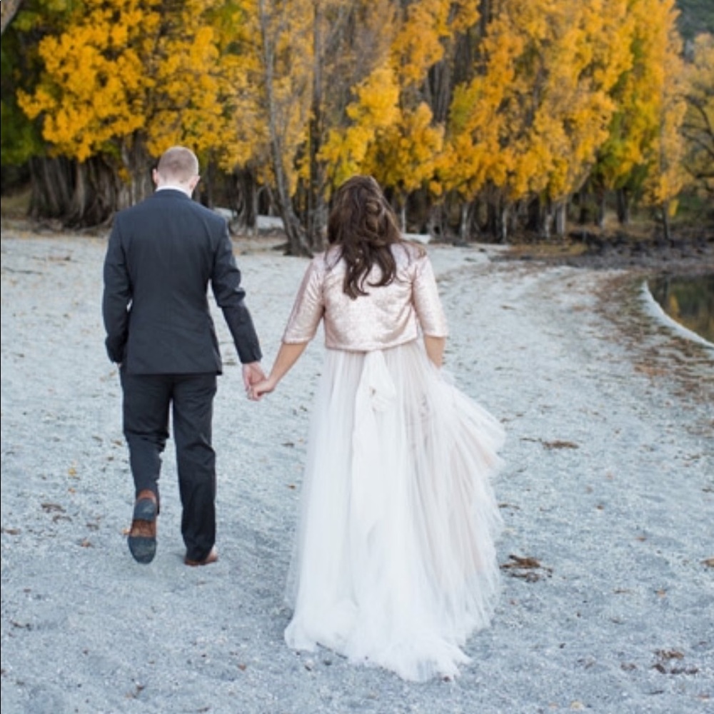 Rose Gold Sequin Wedding Bolero Jacket